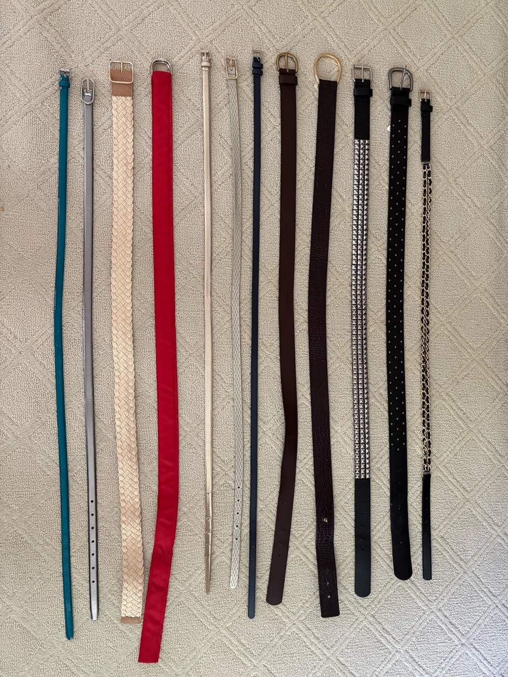 Women’s Assorted Leather and Chain Belts - Red, Teal, Cream, Brown, Black Belt